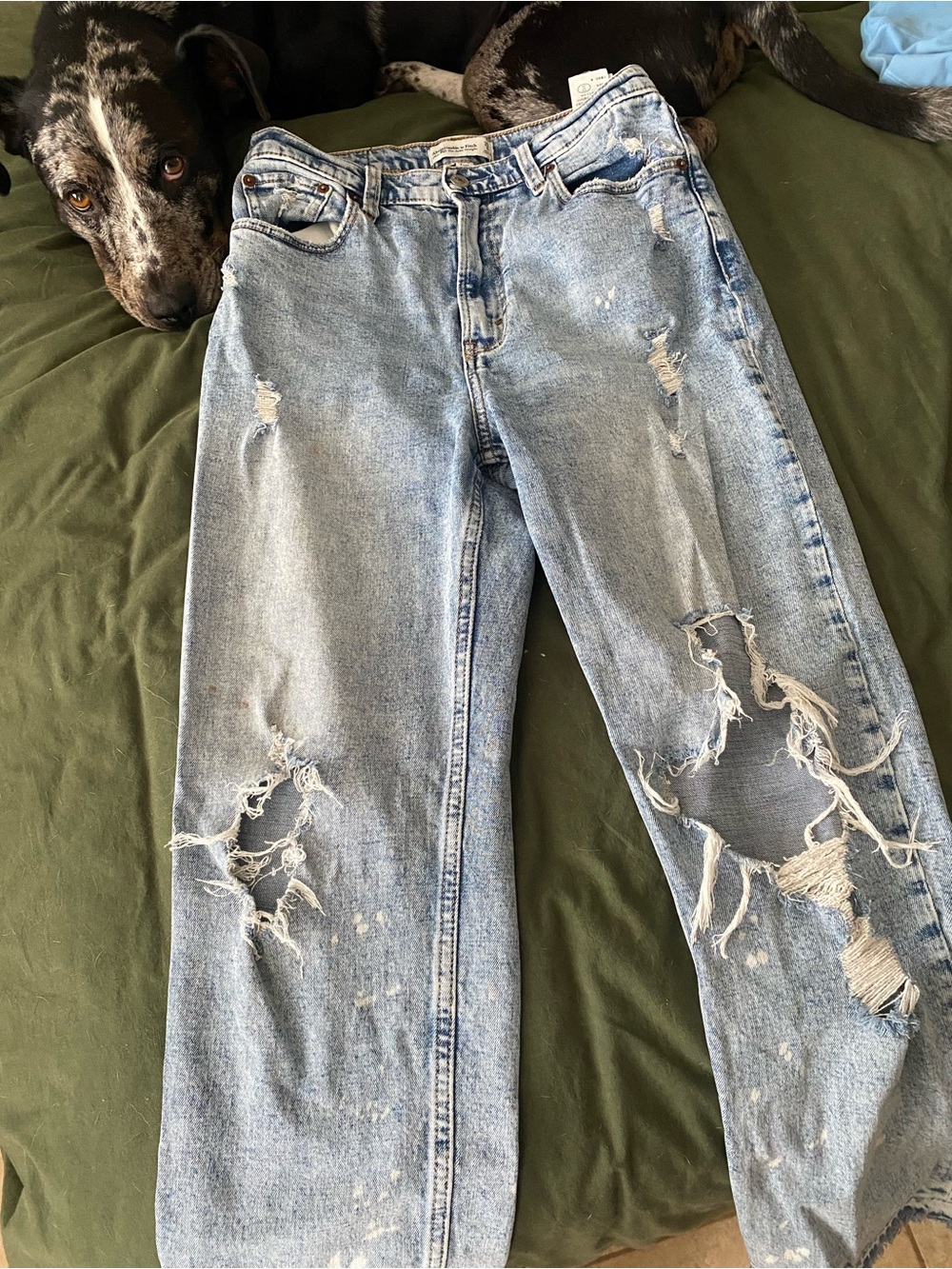 Abercrombie & Fitch Light Blue Distressed Boyfriend Jeans